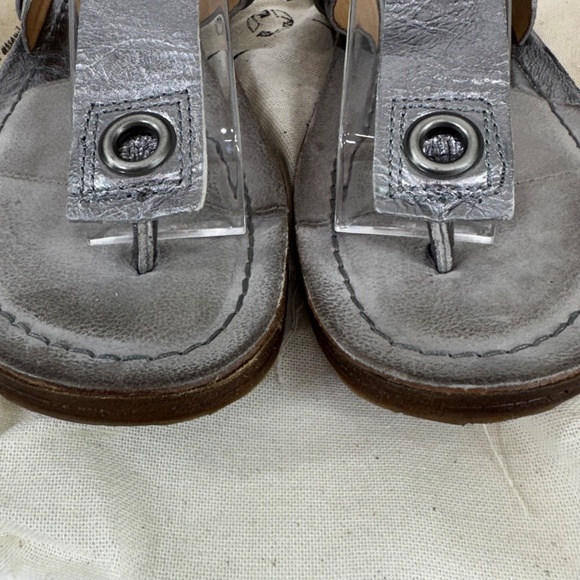 A.S.98 Italian Leather Sandals – Metallic Silver Buckle Thong – Rare - Picture 3 of 15